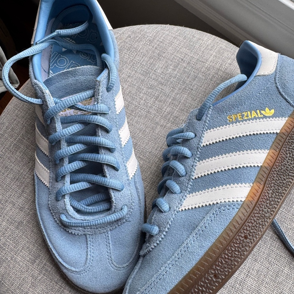 Adidas Handball Spezial Light Blue and White Sneakers